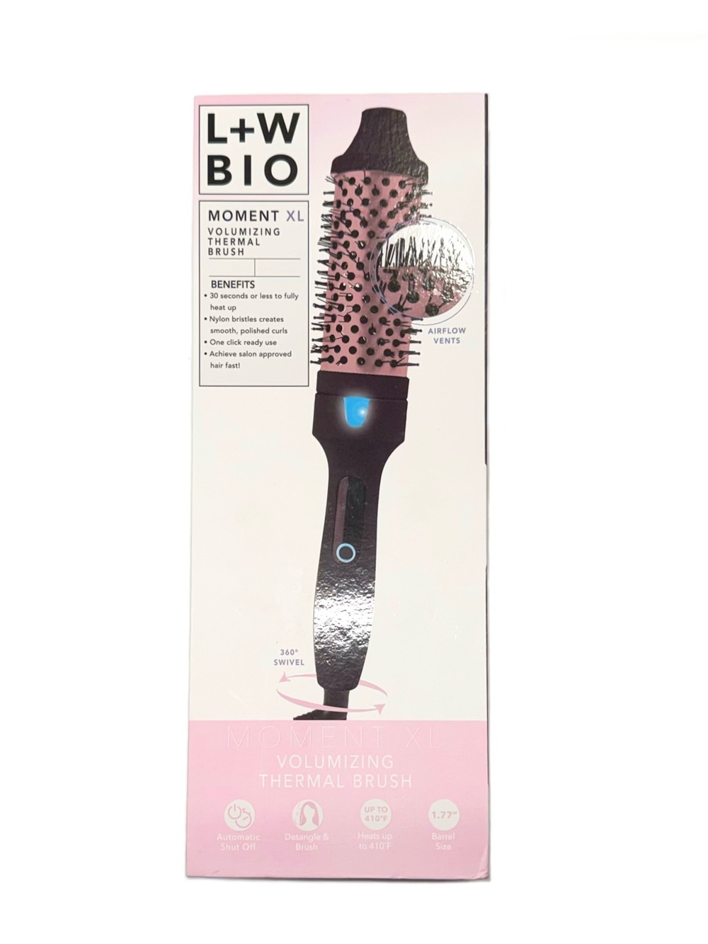 Luxe And Willow BIO Moment XL Volumizing Thermal Brush — Pink & Black NWT